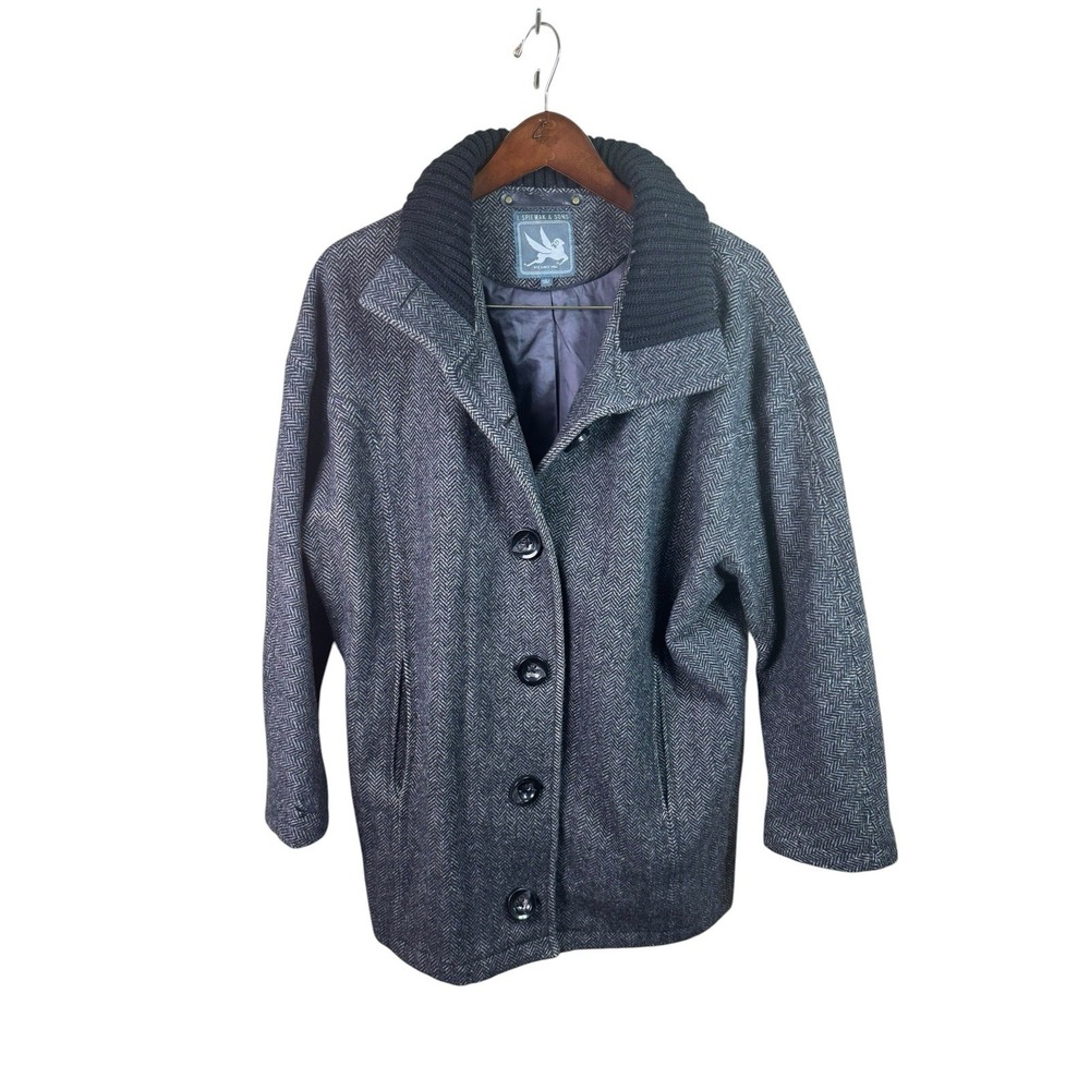 Spiewak and Sons Gray Herringbone Wool Blend Coat Size Large